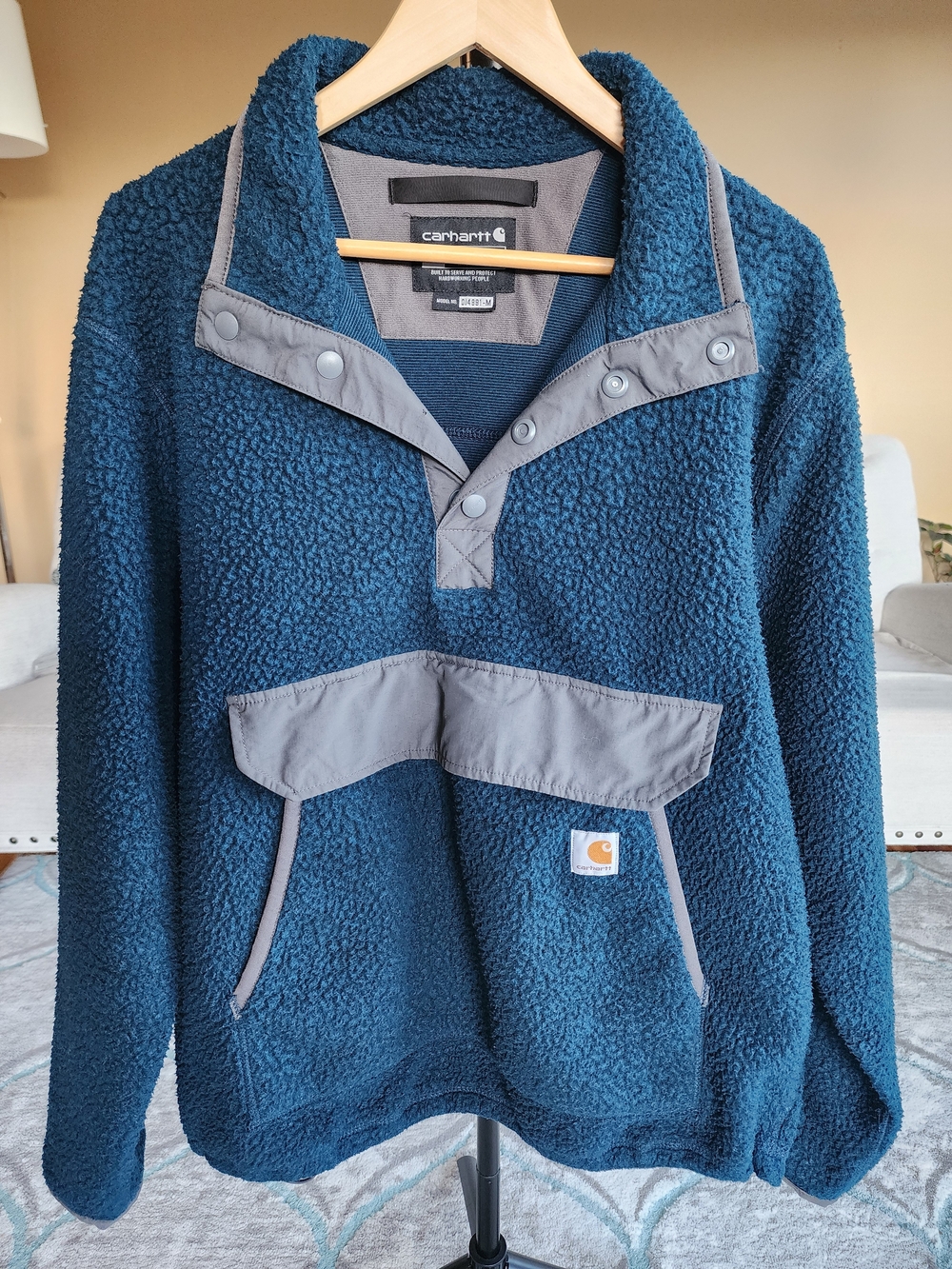 Carhartt Men's Relaxed Fit Fleece Pullover M Night Blue Heather FLAWED